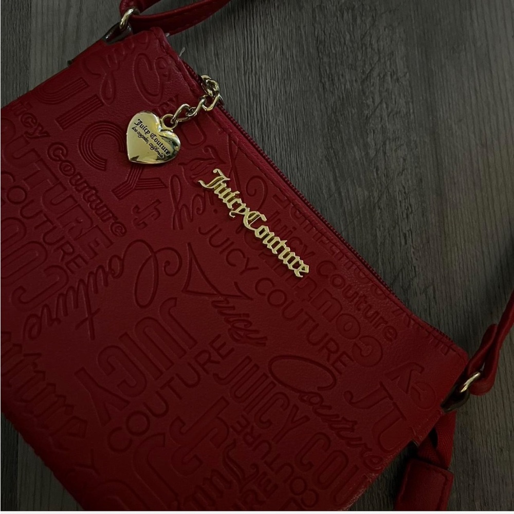 Juicy Couture Red Textured Crossbody Bag with Gold Accents